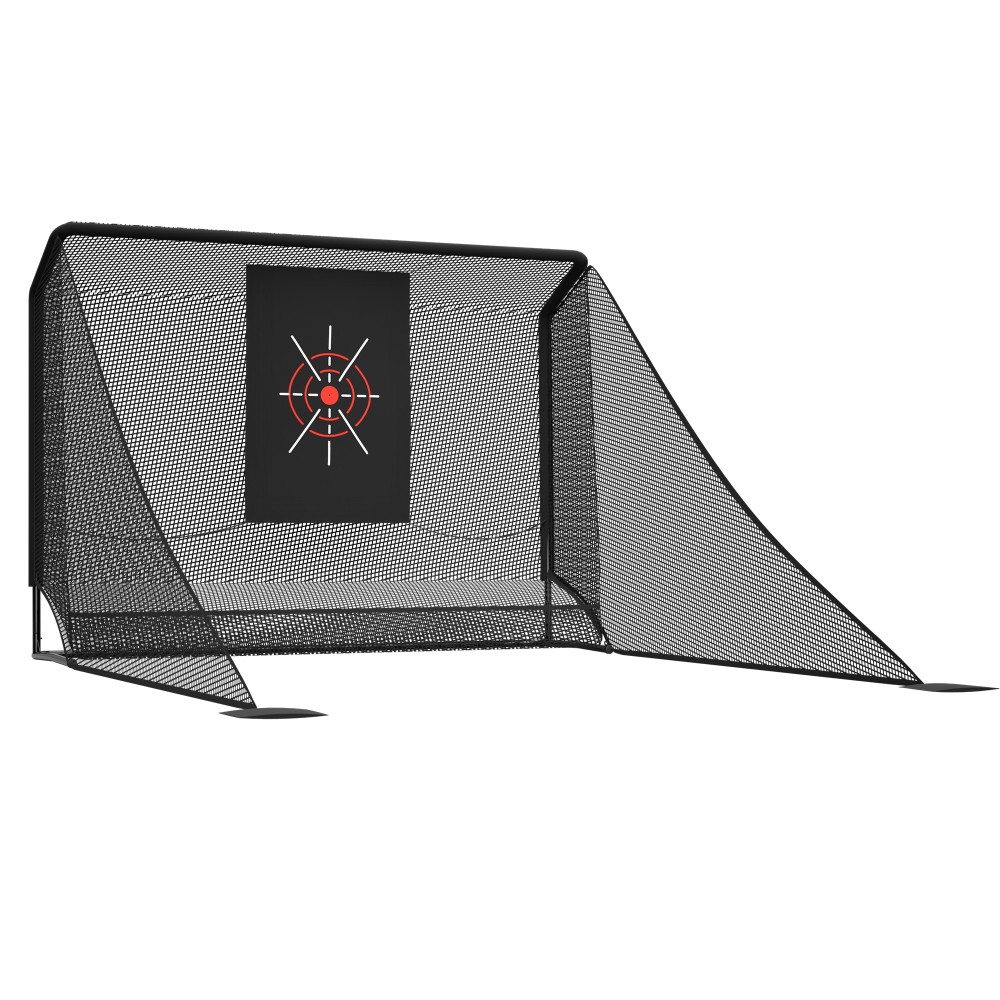 Golf Practice Net 10x7ft, Auto Ball Return Enclosure with Side Barriers Black