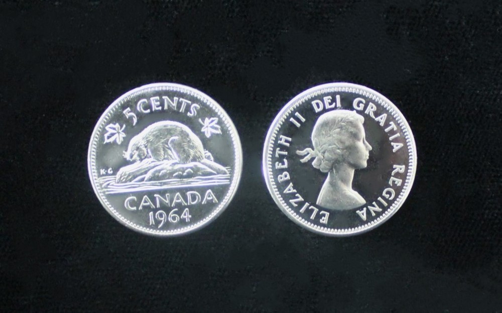 1964 5C CANADA PICK-OUT ROLL (40 COINS) - CU/BU