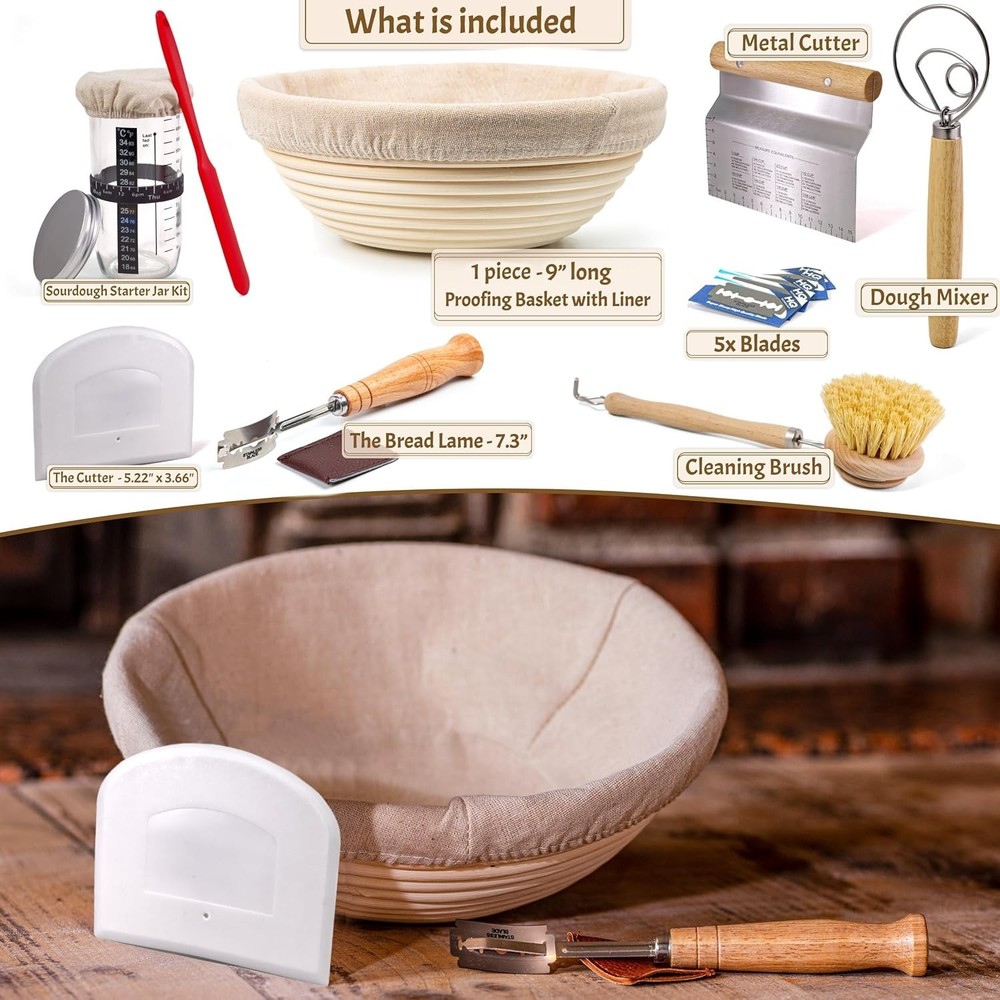 Sourdough Starter Kit All-in-One Bread Baking Set with Banneton and Tools