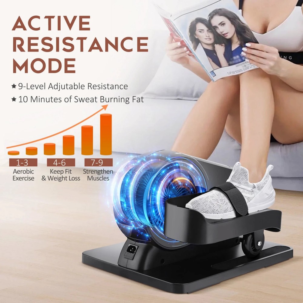 Under Desk Elliptical Machine, Dual Mode Ellipse Leg Exerciser While Sitting~LCD