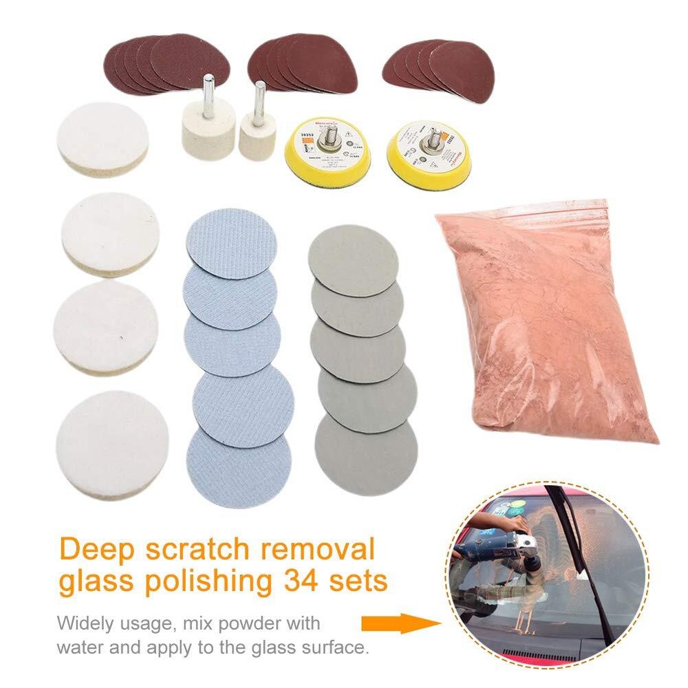 Glass Polishing Kit 34PcsSet Scratch Removal Set Deep Remover