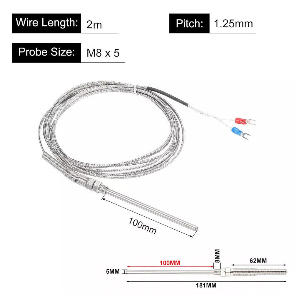 110-240VAC PID REX-C100 Temperature Controller SSR-40A Thermocouple Heat Sink US