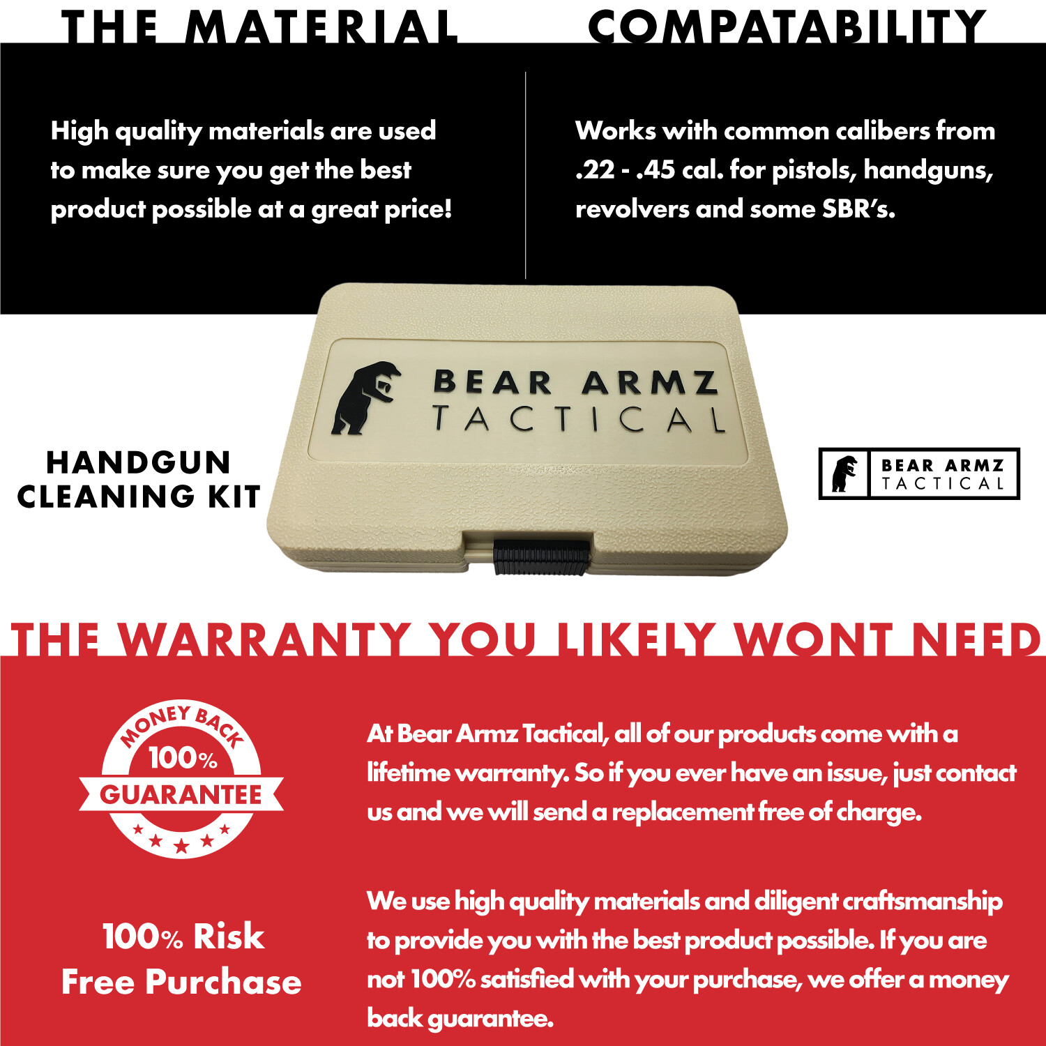 Handgun Cleaning Kit for Pistols Revolvers .22 38 9mm 357 40 45 | 1200+ Sold