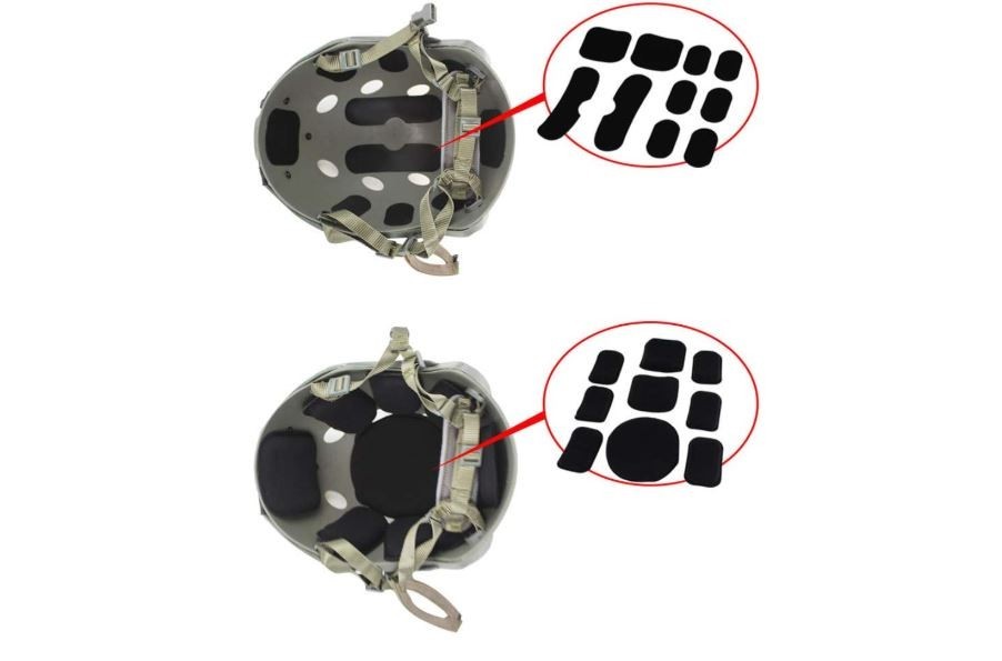 19PCS Universal Helmet Pads Replacement Foam Cushion Pads Hook Loop Kit Set