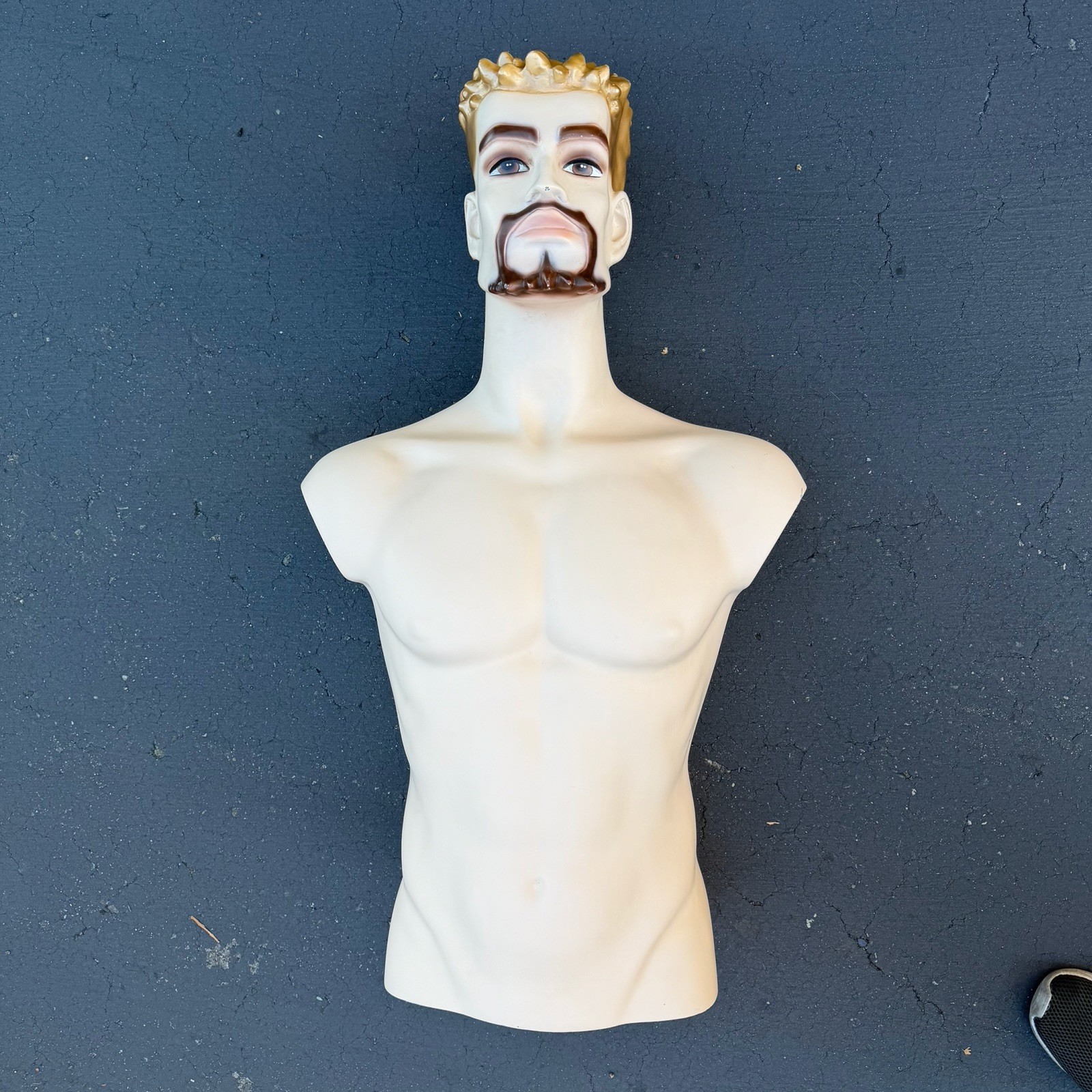 Lady Lulu Vintage Mannequin Torso Head Male Man Muscle Goatee Gold Spike Hair