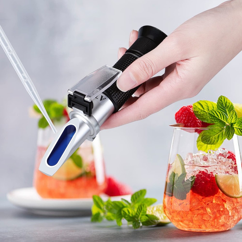 Brix Refractometer with ATC, Handheld Brix Meter Hydrometer 0-32% Portable Su...