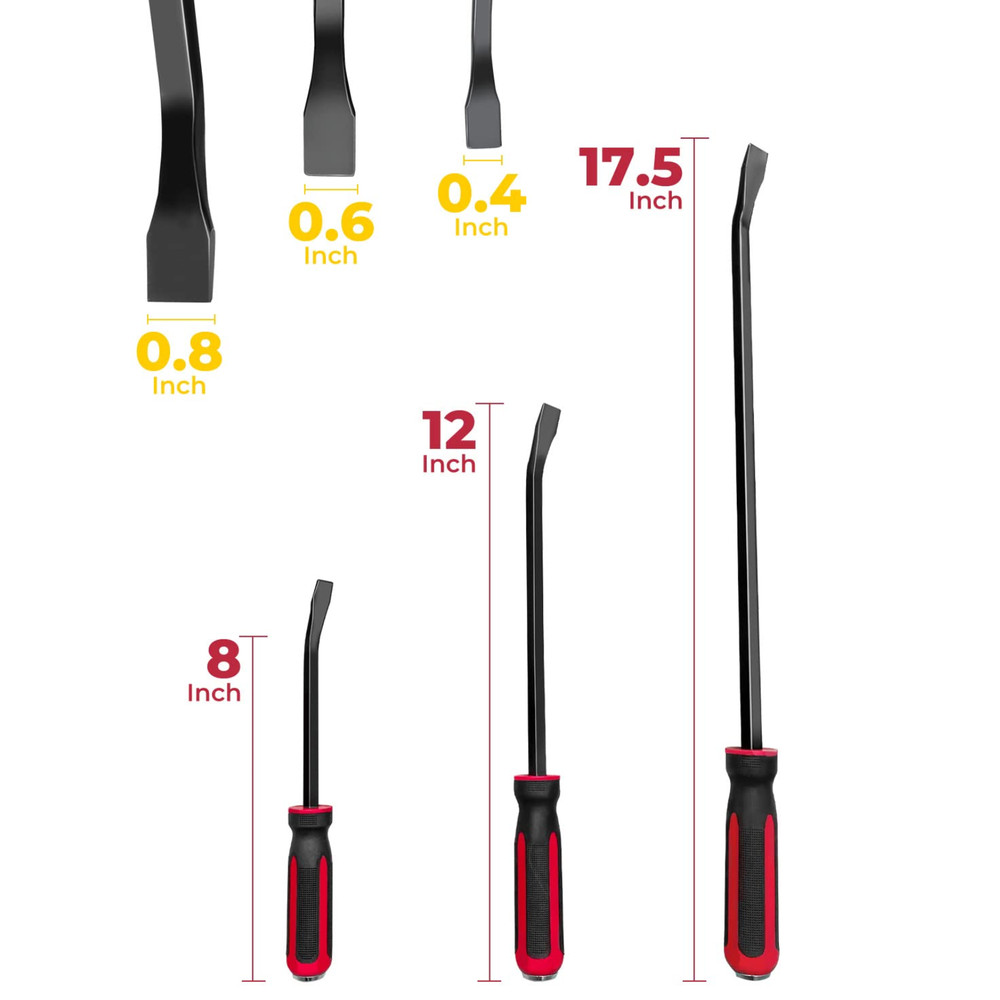 ROTATION 3-PC Steel Pry Bar Set - Strike Cap Handle & Rust Proof