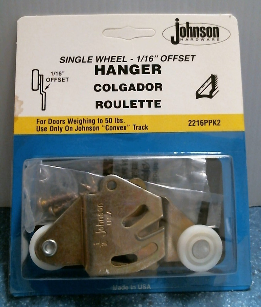 Johnson Hardware Single Wheel 1-16" Offset Hanger  (2216PPK2)  FS