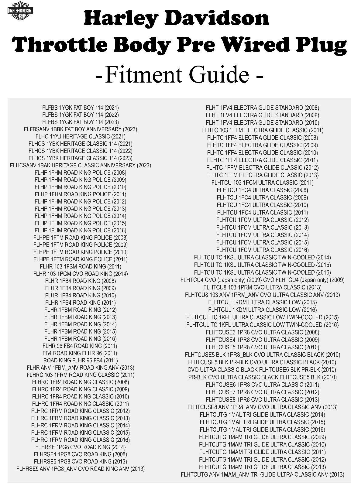 HARLEY Throttle Control Actuator Connector 6-Position Female PIGTAIL PRE WIRED