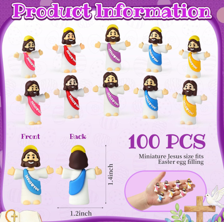 100 Pack Little Jesus Figures Loves You, Tiny Mini Jesus Figurines in Bulk