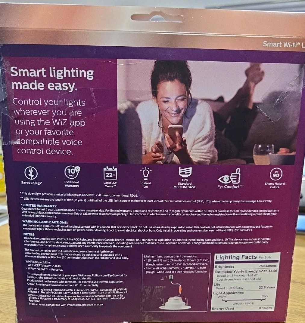 Philips Smart Wi-Fi LED Downlight & Recessed Spot - White