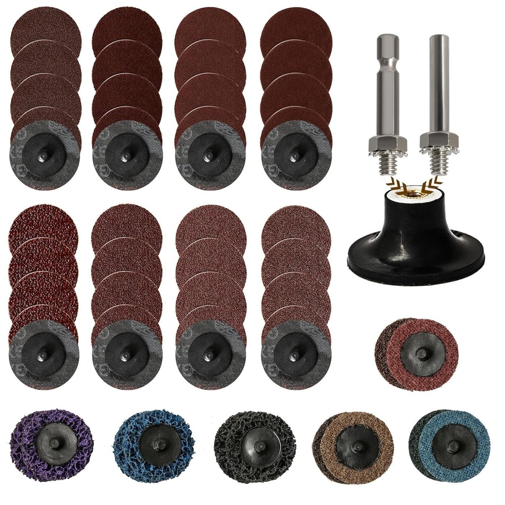 55Pcs 2 inch Roll Lock Quick Change Discs Set, Sanding Discs with 1/4" Holder...