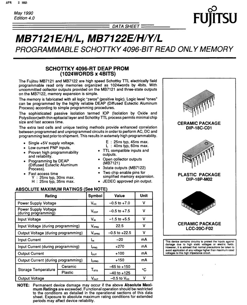 1X MB7122H Fujitsu PROM 4Kbit Programmable ROM 1Kx4 Memory IC Ceramic CDIP-18