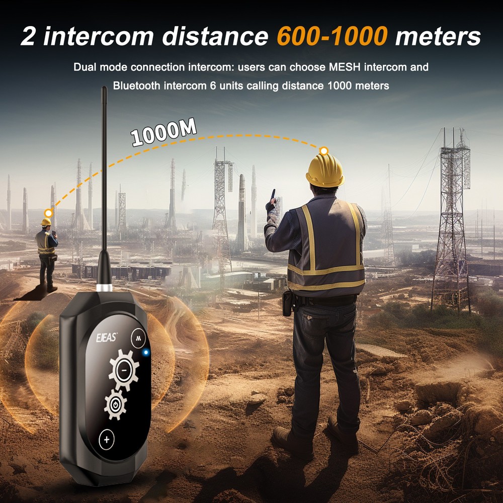 Full Deplux Mesh Digital Industrial Bluetooth Intercom Headset for 2 Users