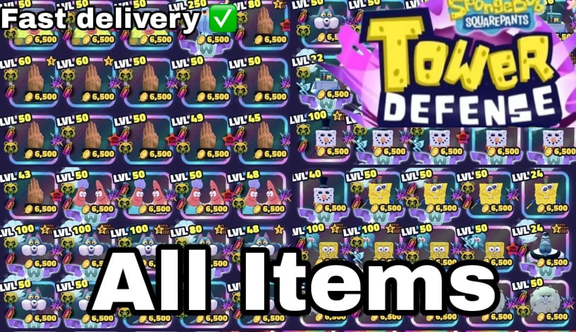CHEAP SPONGEBOB TOWER DEFENSE - SBTD - CHOOSE YOUR ITEM