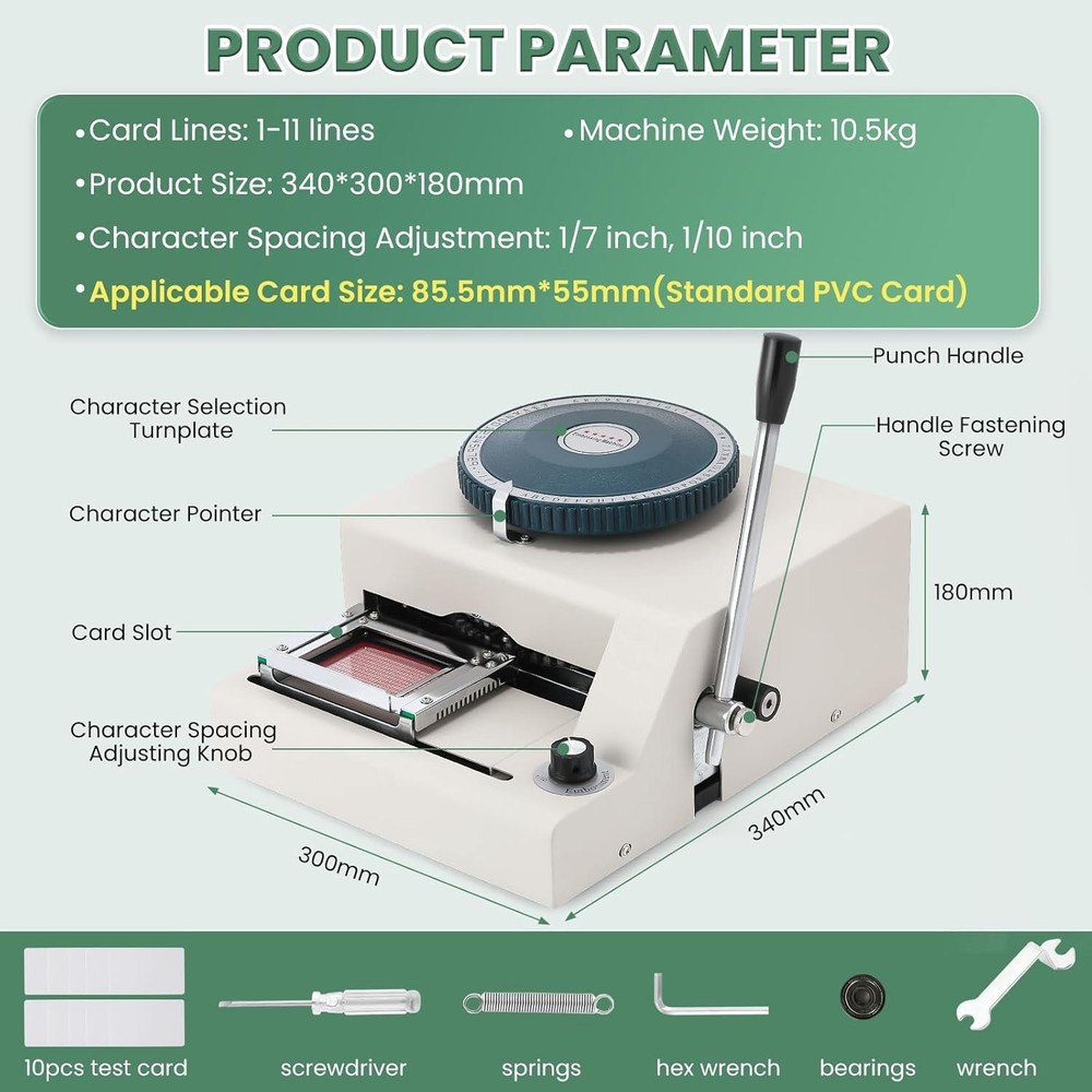 Embossing Machine 72-Characters Card Embosser Printer Code ID PVC Stamping Credi