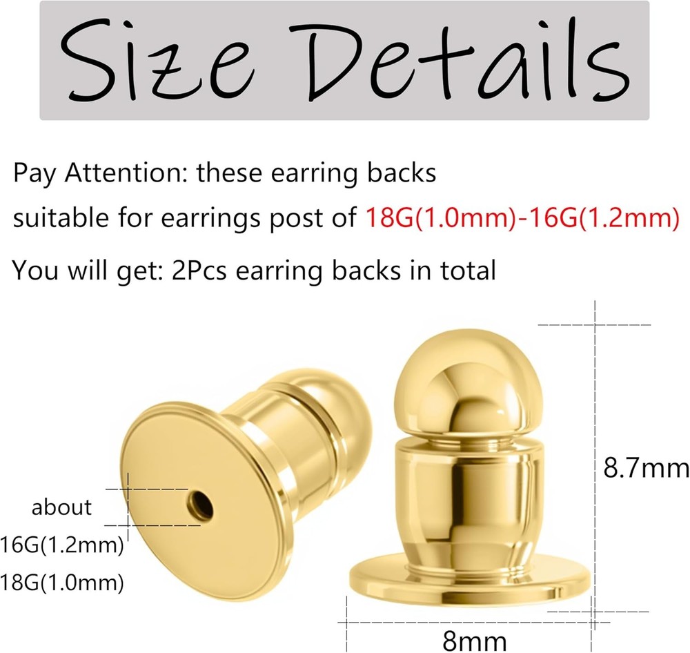 Locking Earring Backs for Studs Secure Earrings Back Gold