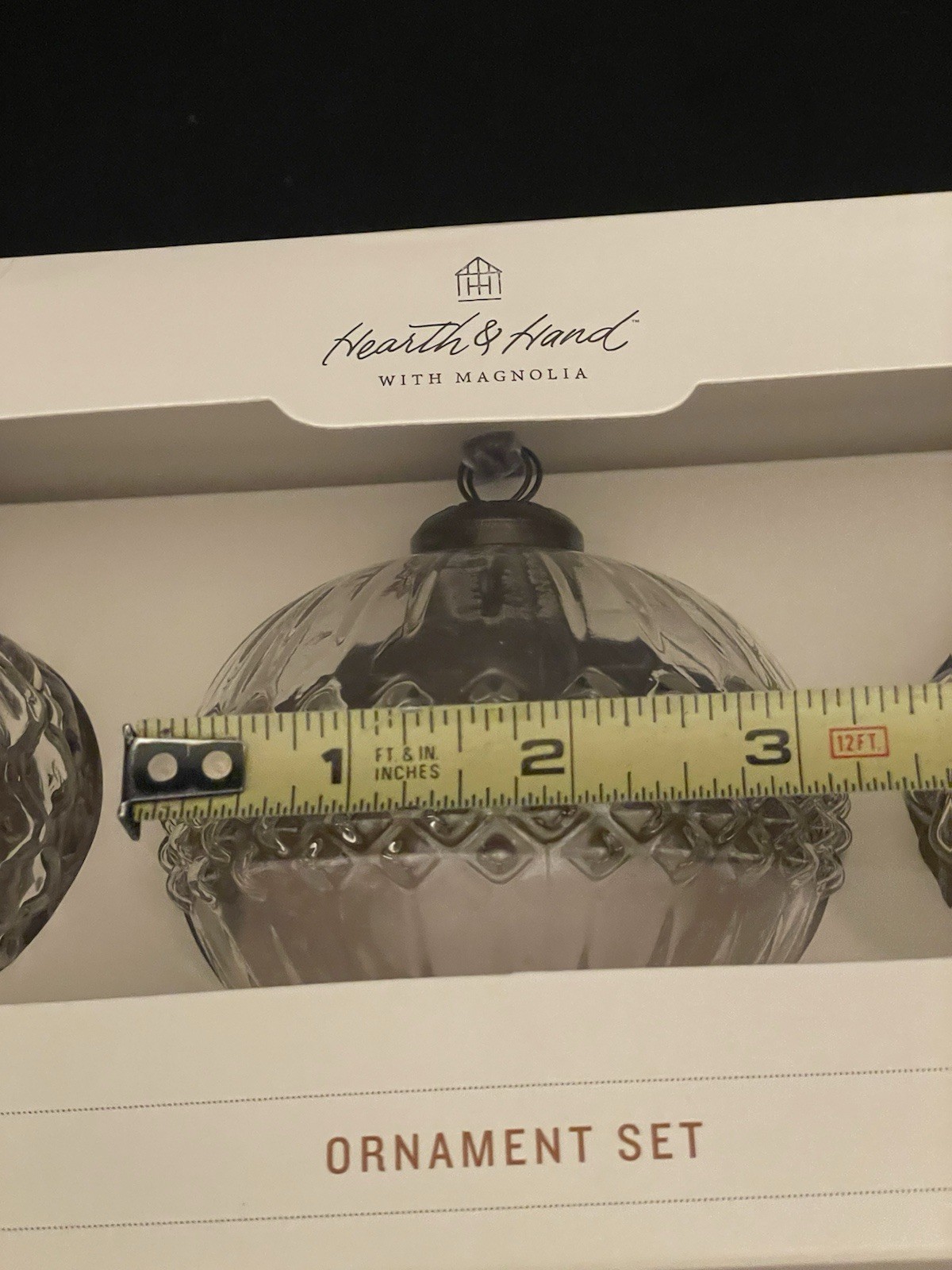 Hearth & Hand Magnolia Ornate Clear Glass Ornaments Set 2025 Holiday Collection