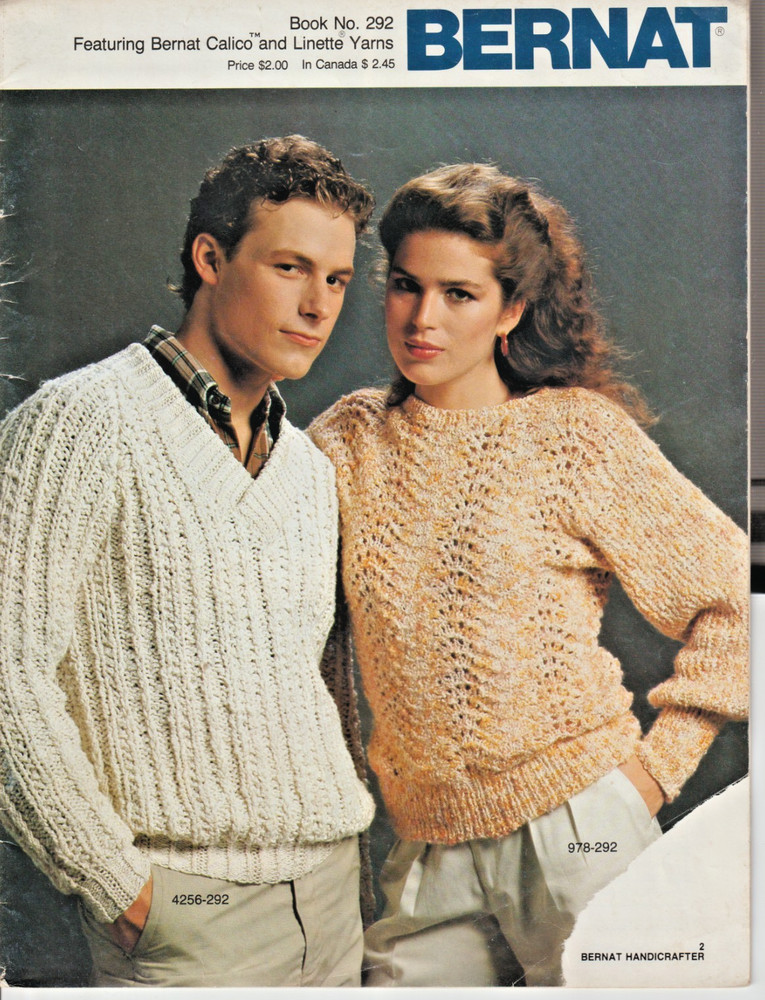Bernat Pullovers, Sweaters, & Cardigans - KNIT PATTERN - Men & Women