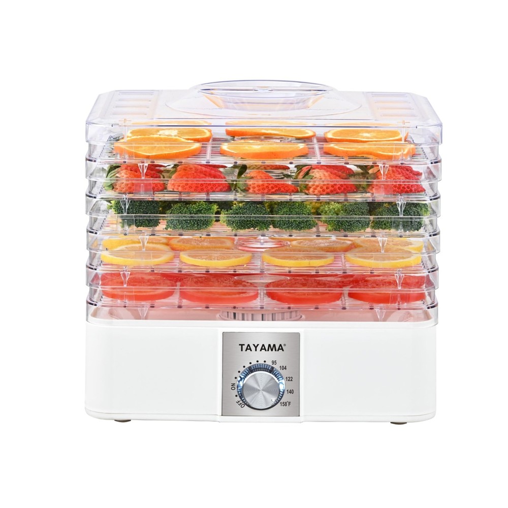 Tayama 5-Tray Stackable Clear Food Dehydrator Large, White
