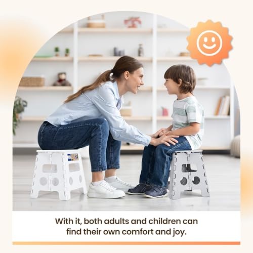 Folding Step Stool Foldable Stool 13 inch Plastic Stools for Kids 13 Inch Gray