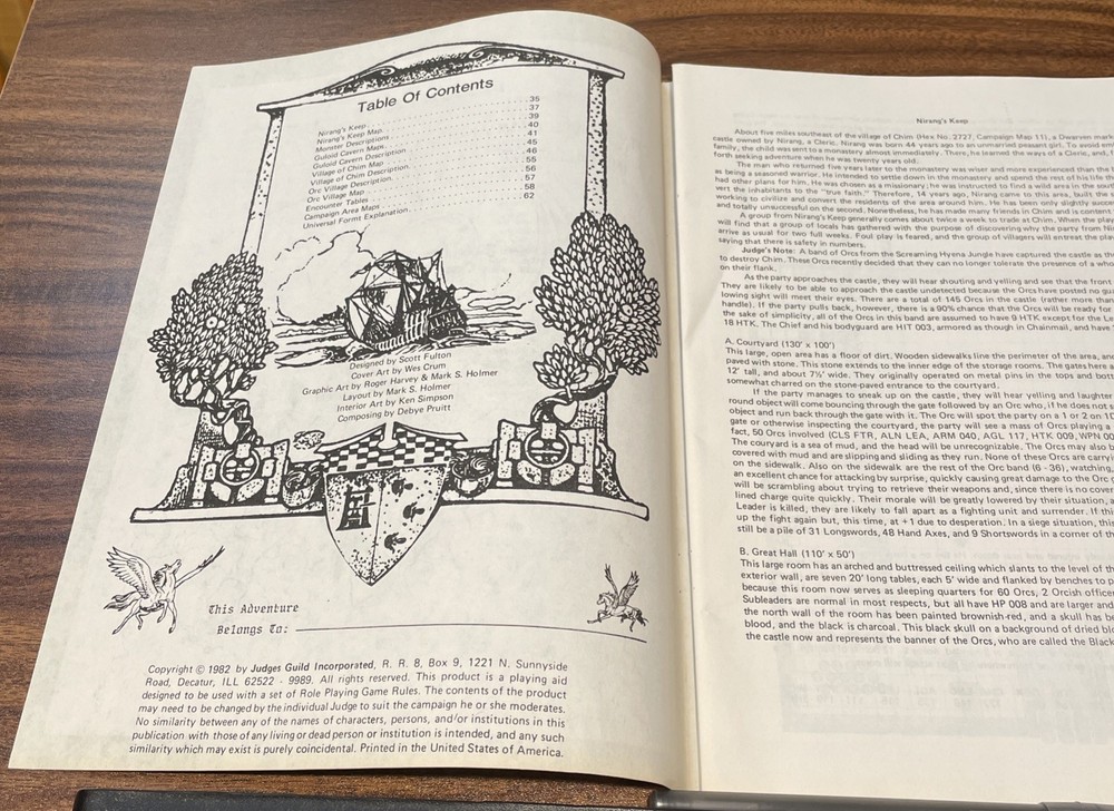 JUDGES GUILD MODULE, NIRANG'S KEEP ORIGINAL DUNGEONS DRAGONS EXCELLENT CONDITION