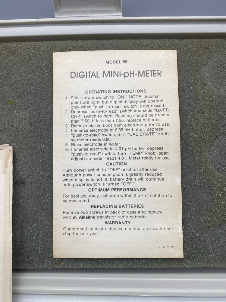 VWR Scientific Digital Mini pH Meter Model 55 Vintage Kit - UNTESTED -