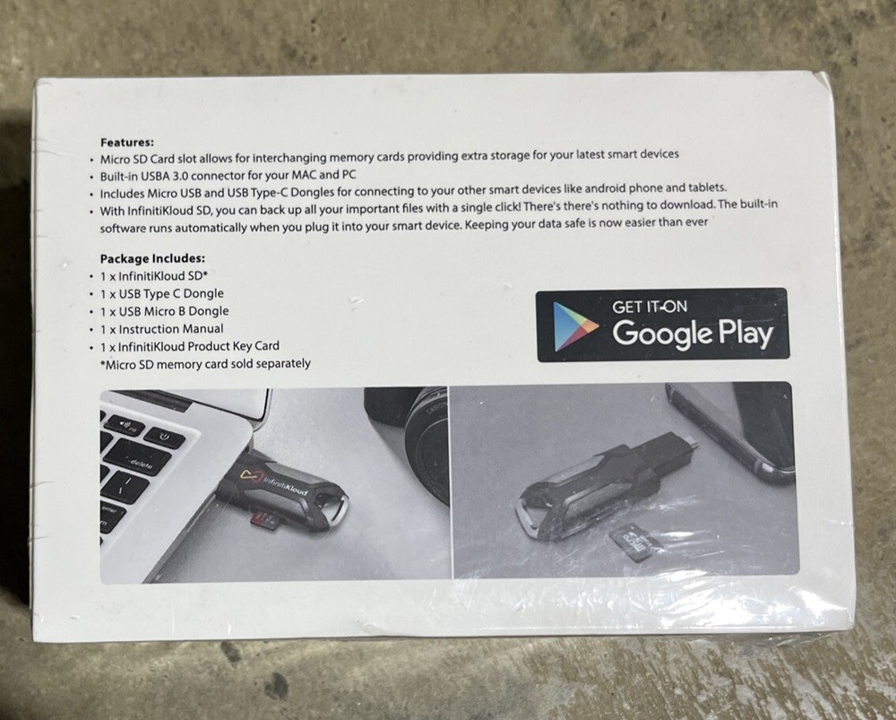 NEW & Factory Sealed: InfinitiKloud SD Use with PC MAC Android Data Transfer