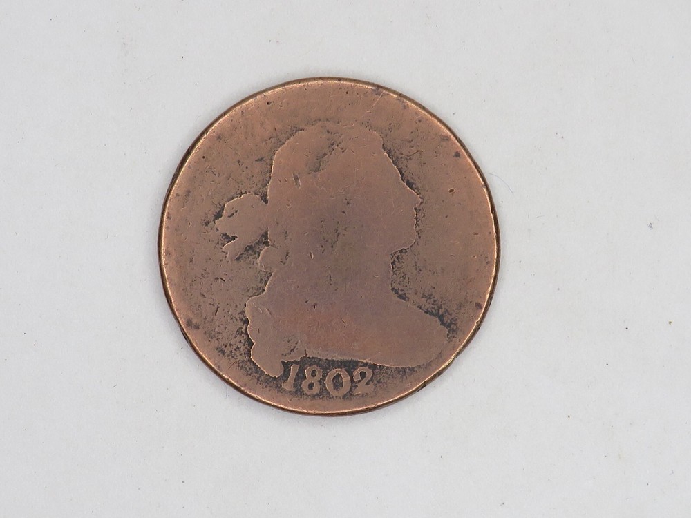 UNITED STATES 1802  DRAPED BUST LARGE CENT AG CONDITION*