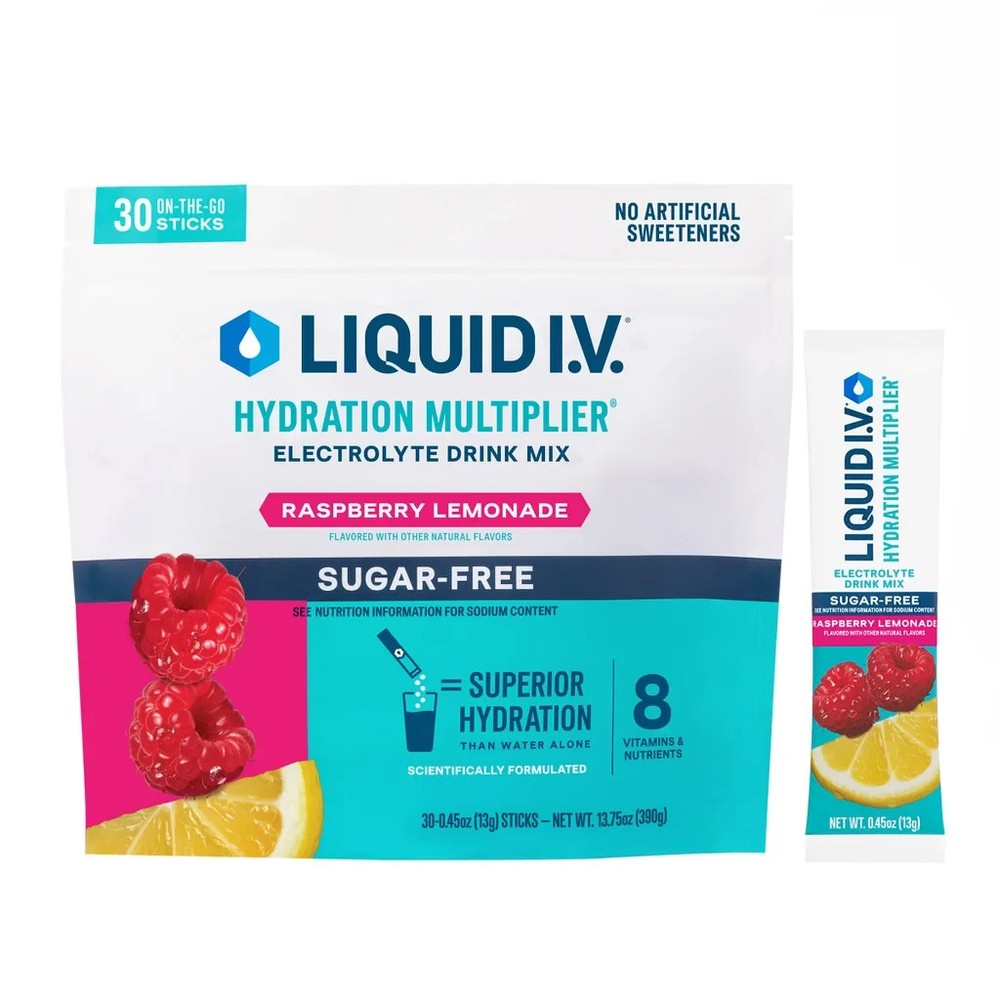 Liquid I.V. Hydration Multiplier, 30 Indiv Serving Sticks, Raspberry Lemonade