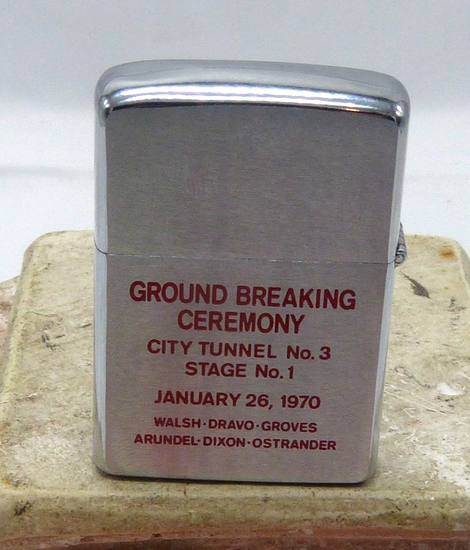 Vintage Unfired 1969 Zippo Lighter Ground Breaking NYC Water Tunnel No 3 1970