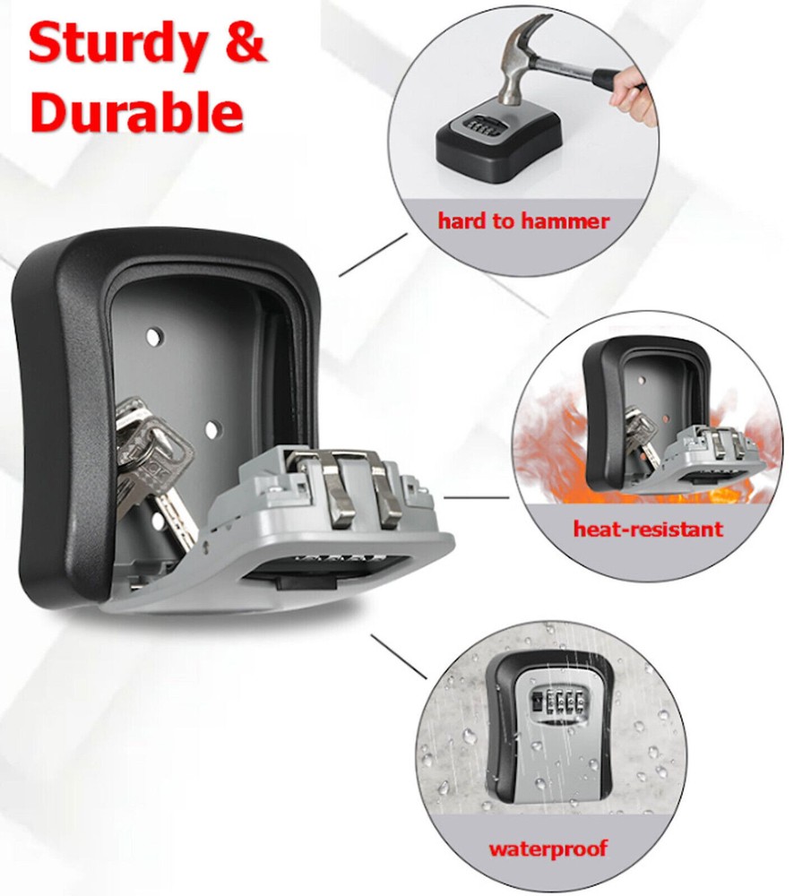 4-Digit Combination Lock Key Box Safe Storage Box Padlock Security Home Outdoor