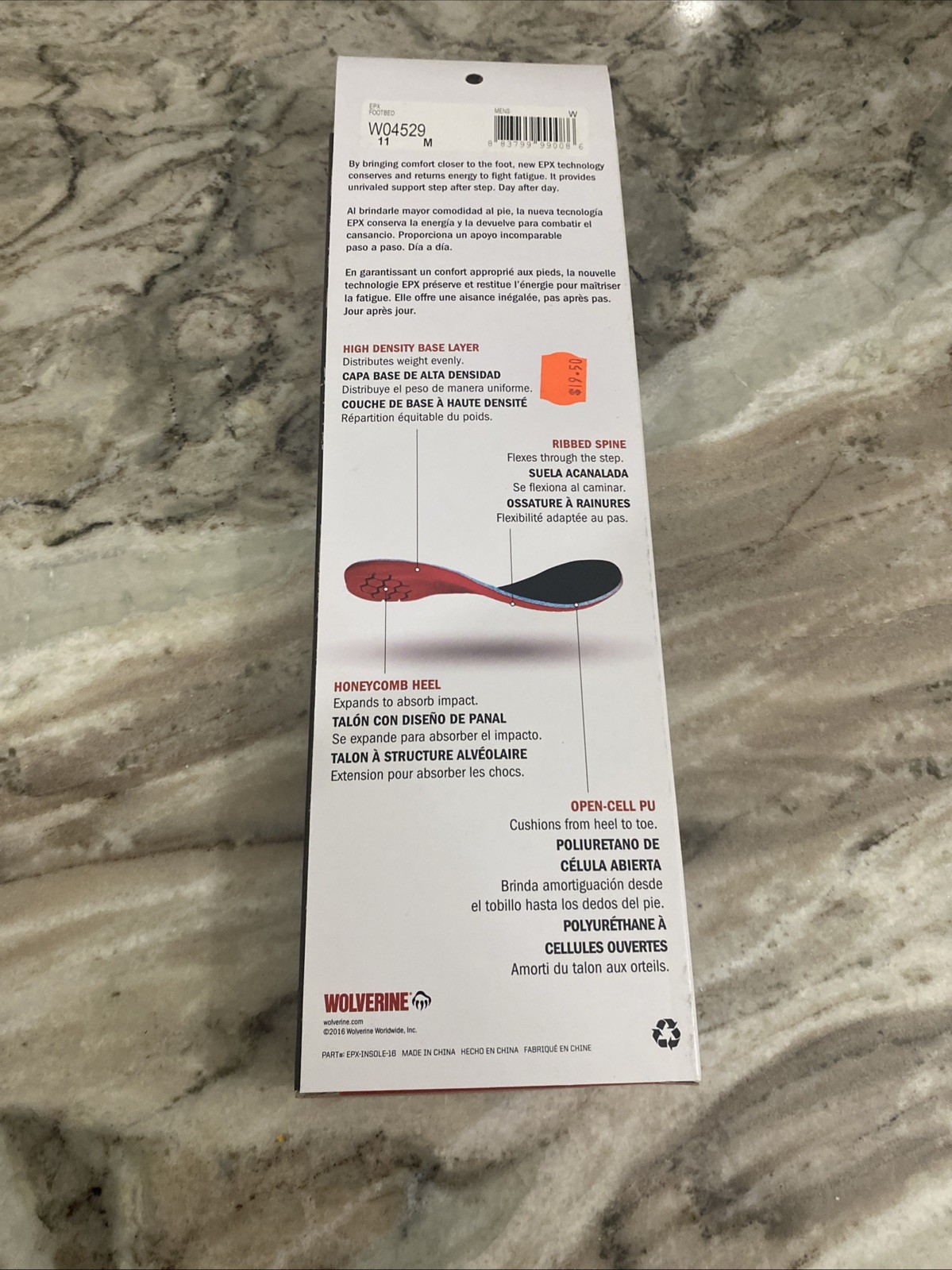 New Men's Sz 11 M Wolverine Durashock W04529 EPX Anti-Fatigue Insoles For Boots