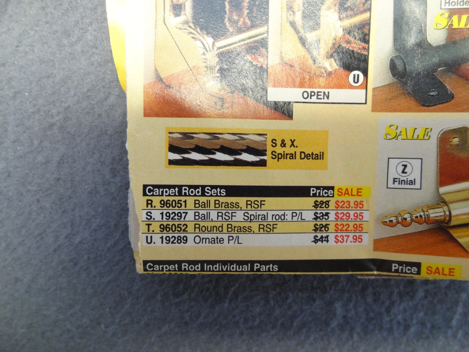 LOT (26) Carpet Rod Corner Brass Knob Bracket 13-PAIR VTG Stair Runner Rug 90s