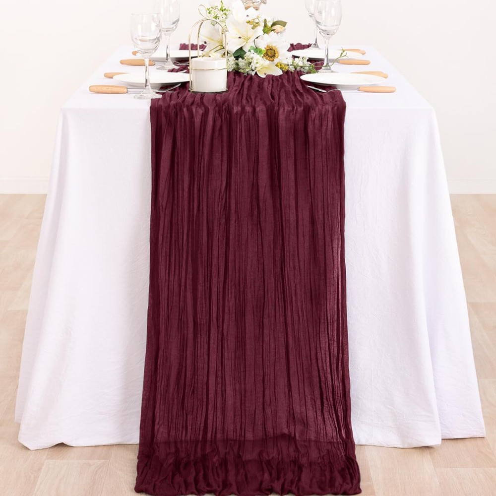 Halloween Burgundy Table Runner Cheesecloth Table Runner 10ft Gauze Rustic Fa...