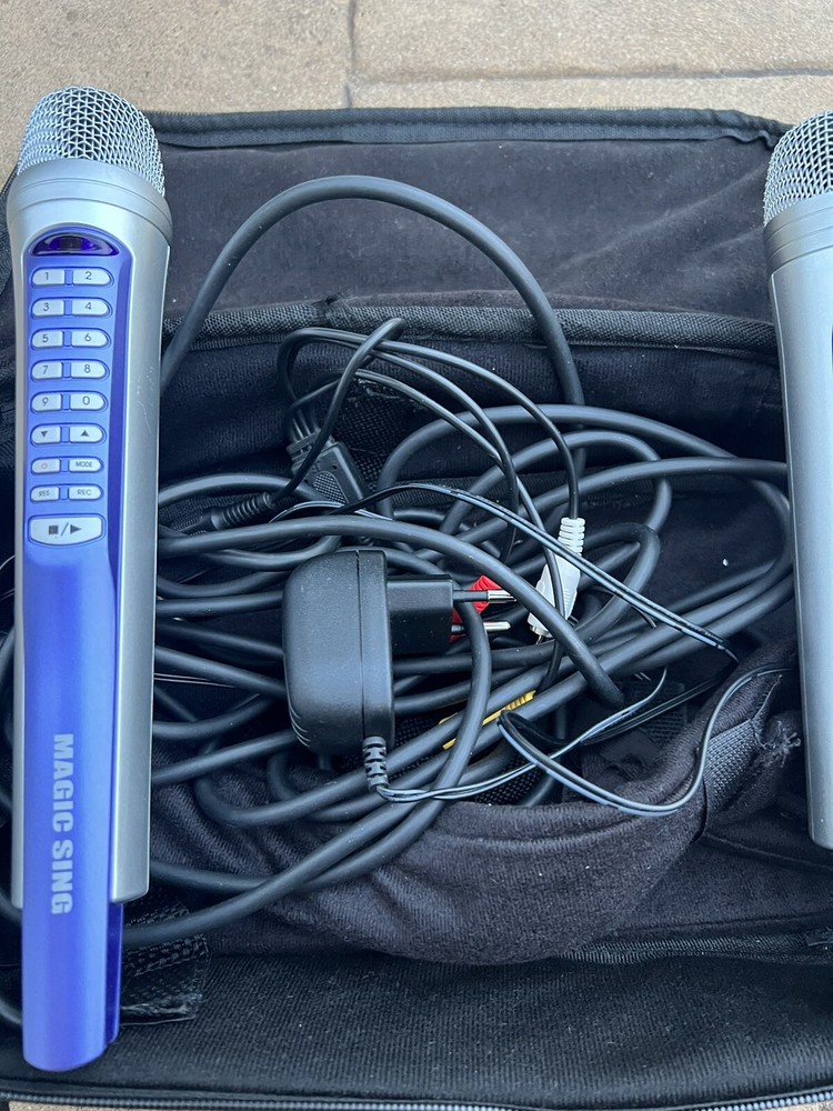 Two Magic Sing Portable Karaoke Mic Bundle with Case Tested