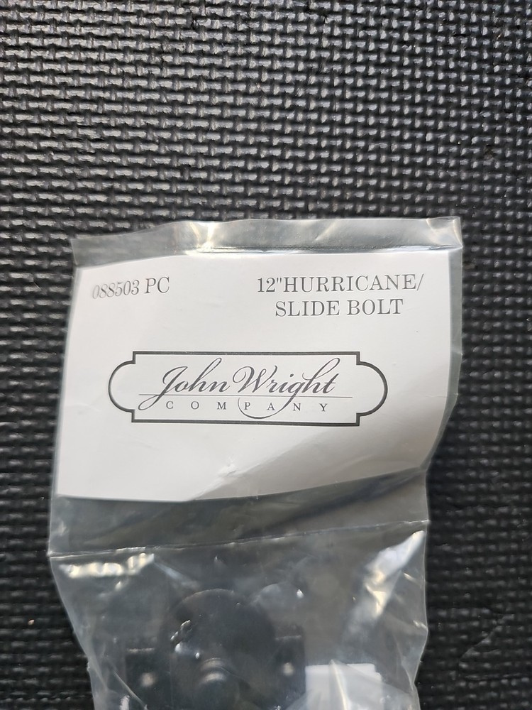 John Wright [088503] Cast Iron Shutter Slide Bolt - Hurricane - Flat Black - 12"