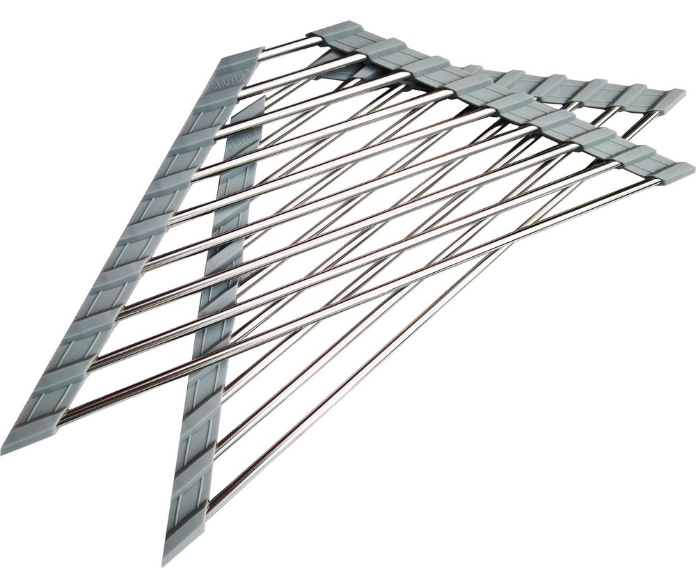 2 Pack Stainless Steel Sink Rack Multi-Function Roll Up Drying Rack for Sink ...