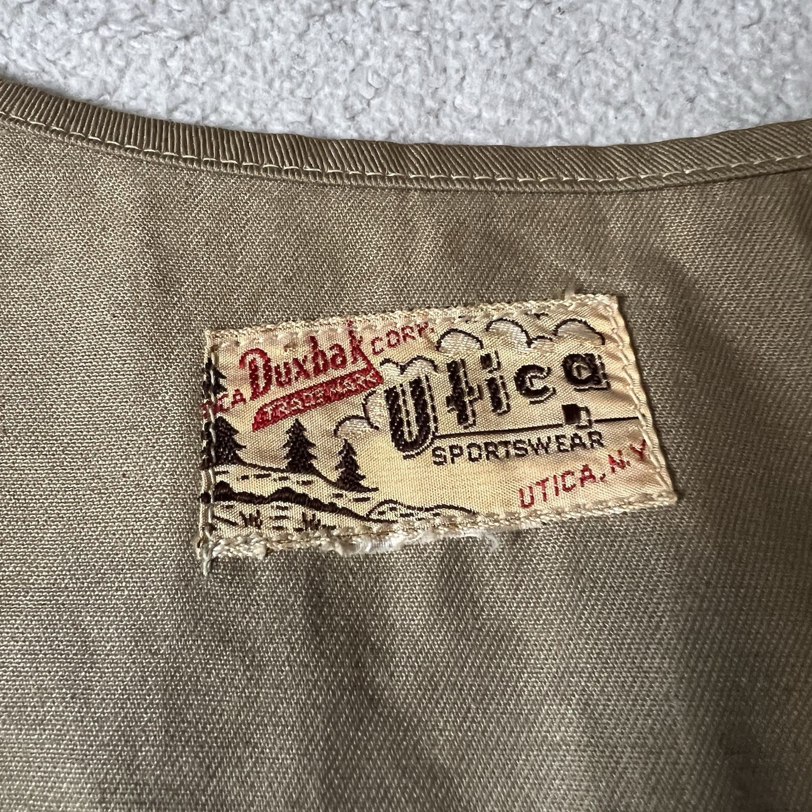Vintage 1940's Utica Duxbak Shooting Hunting Fishing Game Canvas Vest w/ Patches