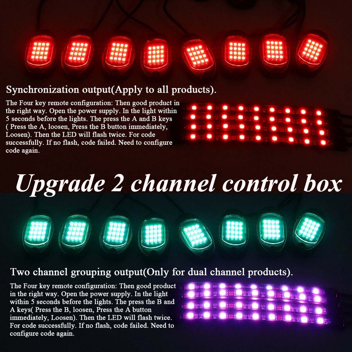 12xRGB LED Rock Light Kit For Off-Road Underglow Foot Wheel Well Light Truck ATV