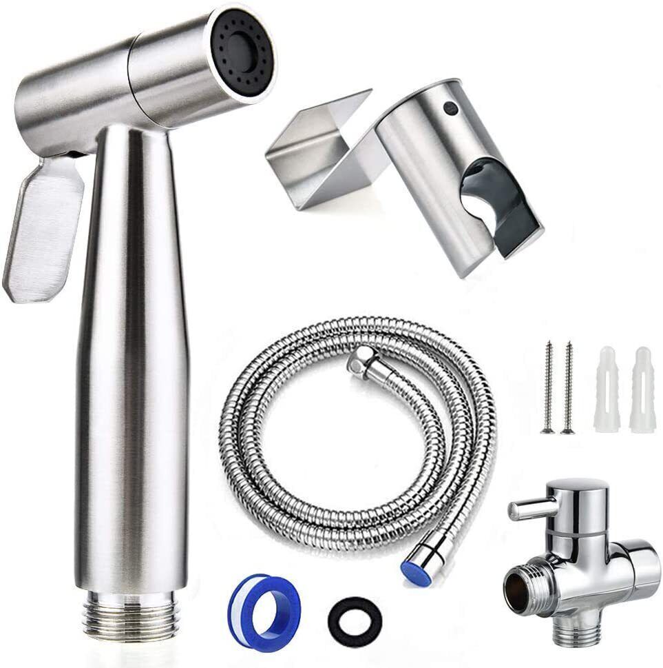 Toilet Shattaf Adapter Hose Bidet Spray Stainless Steel Handheld Shower Head US