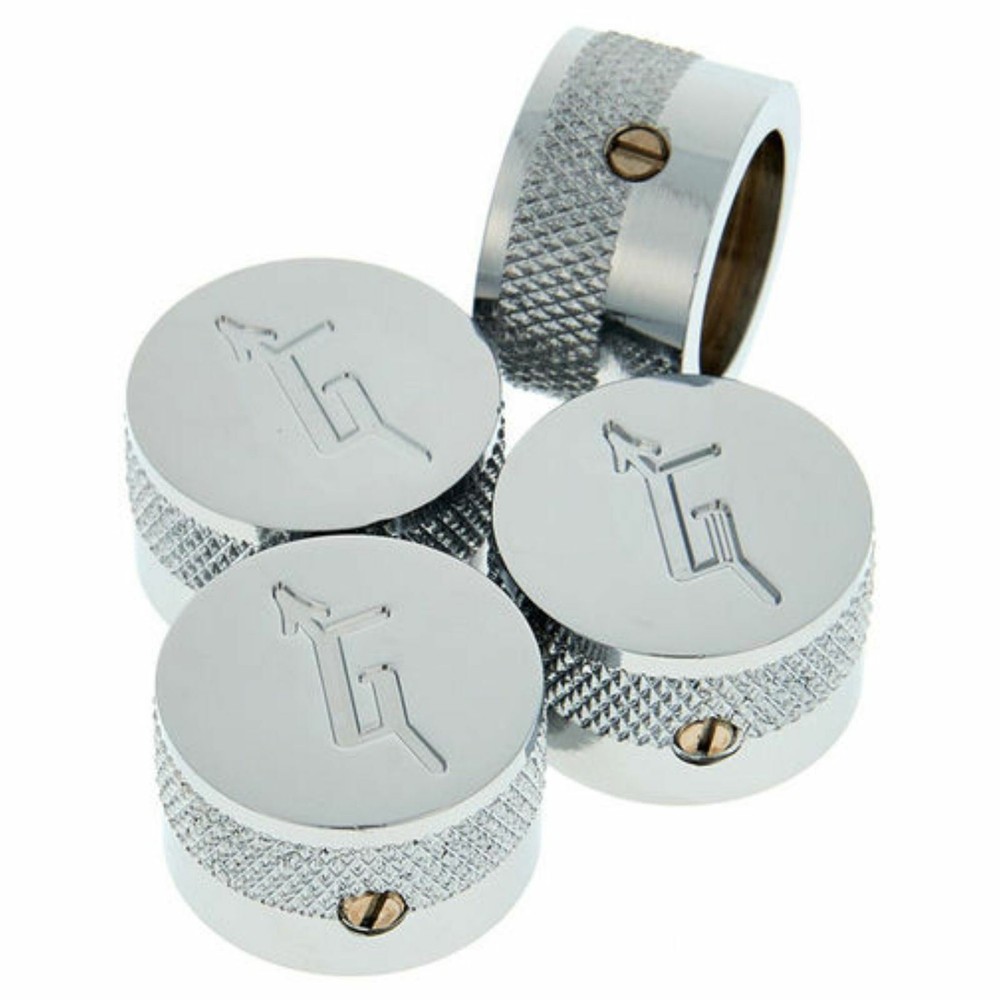 Gretsch "G" Logo Replacement Knobs for Solid Shaft Pots, Chrome, Set of 4