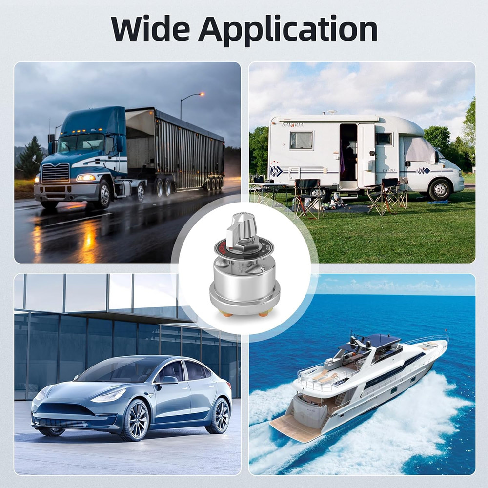 12V Battery Disconnect Switch with Side Post Mounting Bracket, 200A High Current
