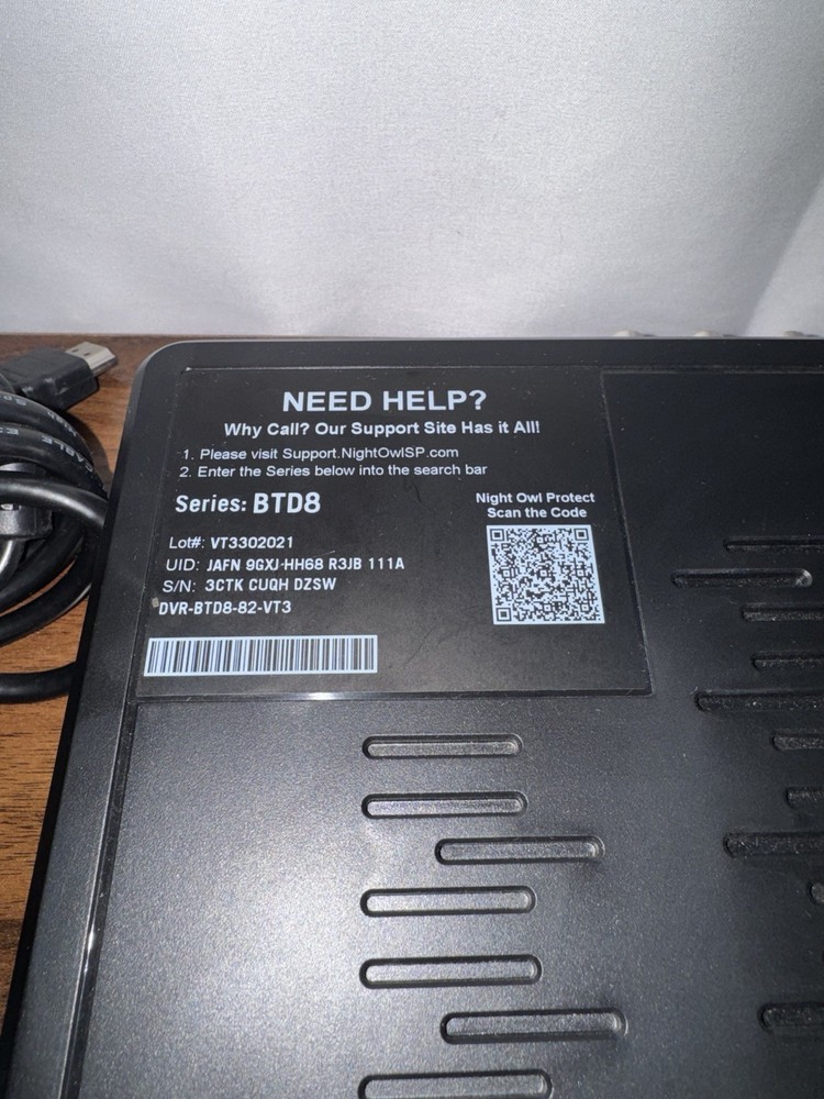 Night Owl DVR-BTD8-8 8-Channel Security Camera W/ Mouse & Cords - Untested