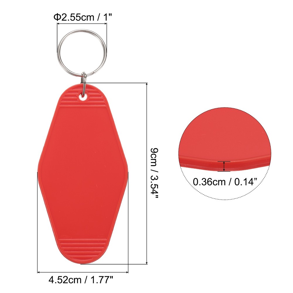 40pcs Hotel Keychains Blank, Plastic Rhombus Motel Keychains, Red