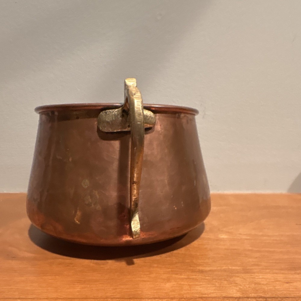 Solid Copper Cup planter with Brass Handle Made in Turkey Hand Hammer