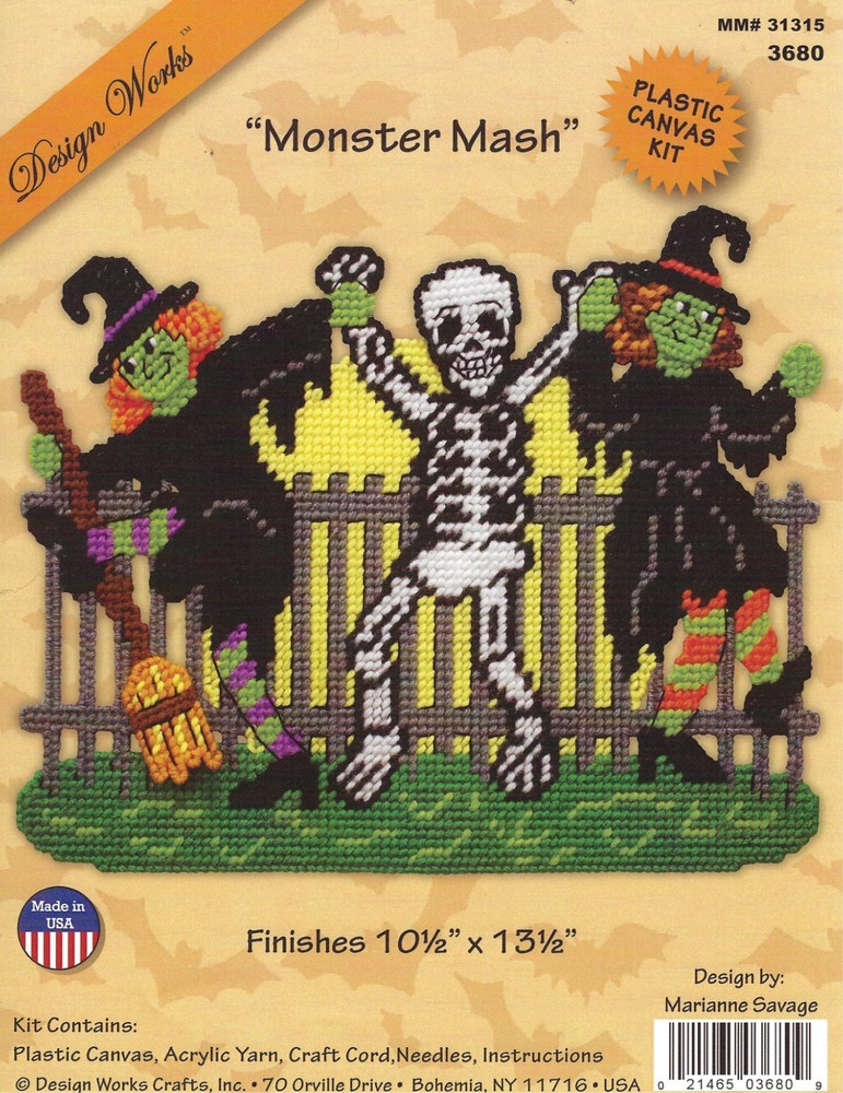 MONSTER MASH  WALL HANGING 7ct  plastic canvas PATTERN  (#TF0382)