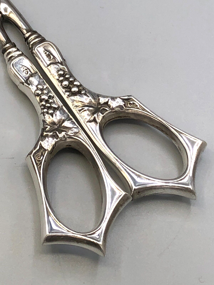 Vintage Sterling Silver handle Grape Scissors 6.75"