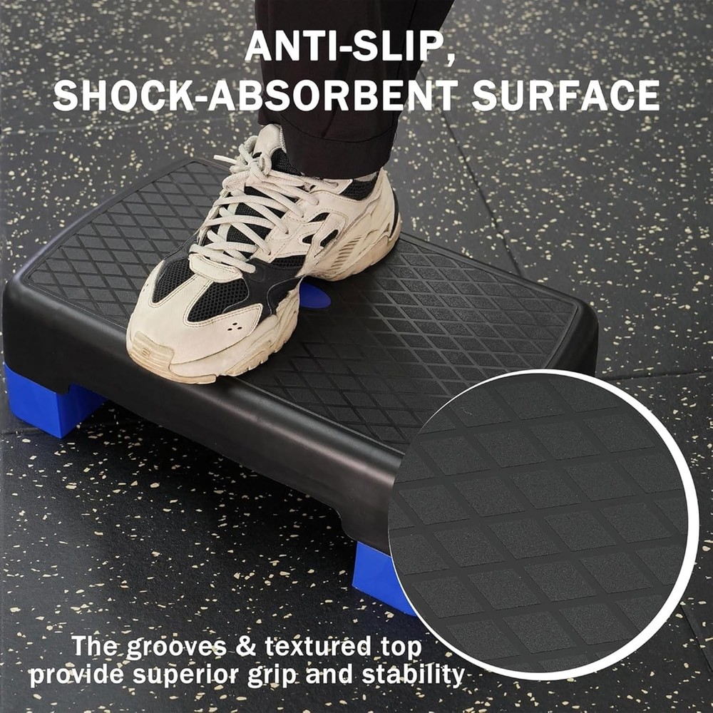 Aerobic Step Platform Trainer with Adjustable 2-Level Risers, 400 Pound Weigh...