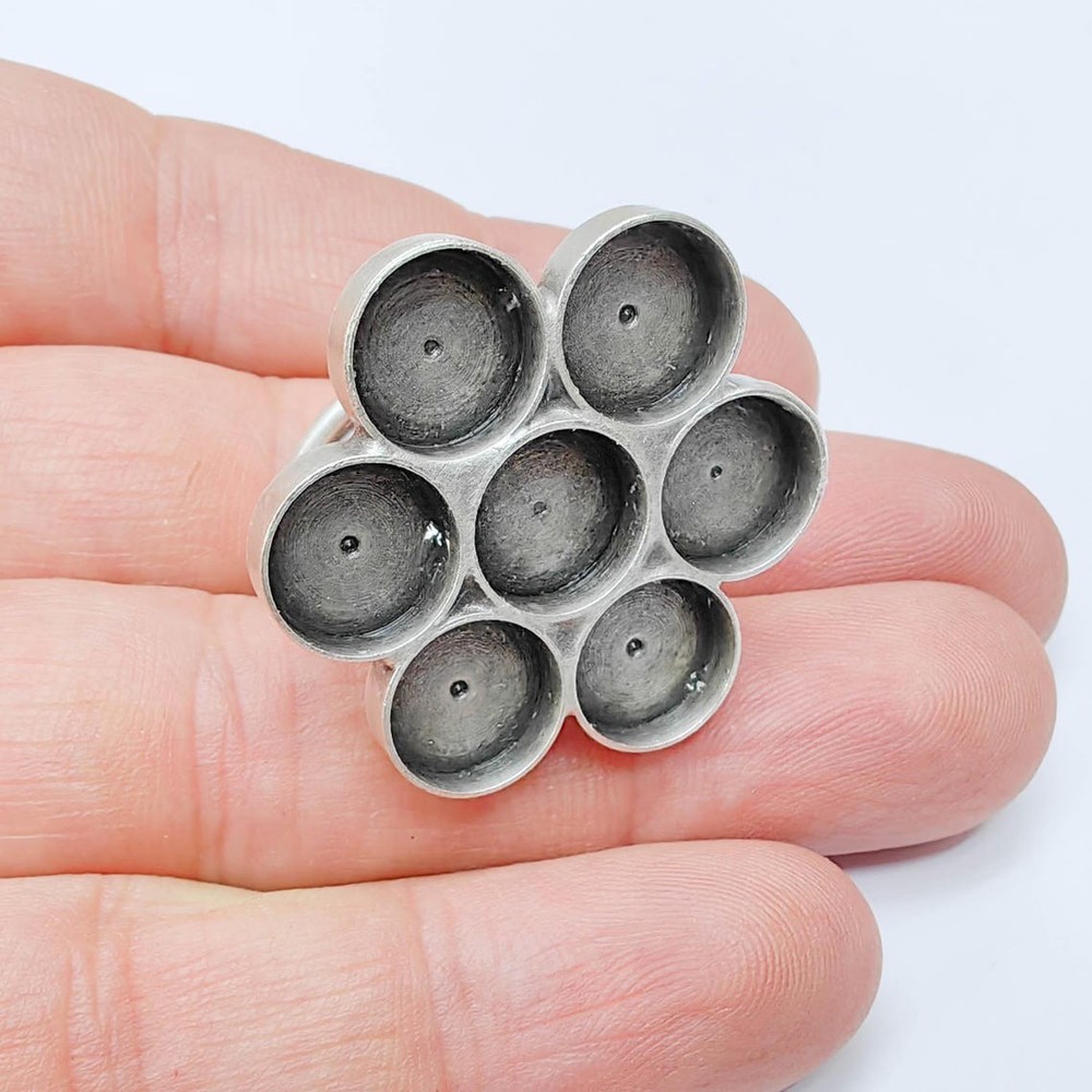 Multi Bezel Ring, Setting Blank Cabochon Mounting Adjustable Brass 10mm G37557